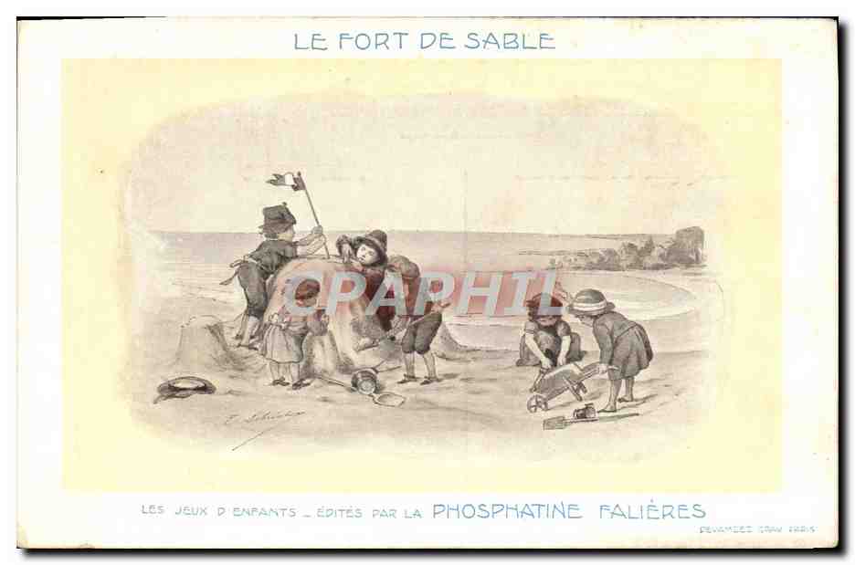 CPA Fantaisie Illustrateur Le port de sable Phosphatine Fallieres Les jeux d'enfants