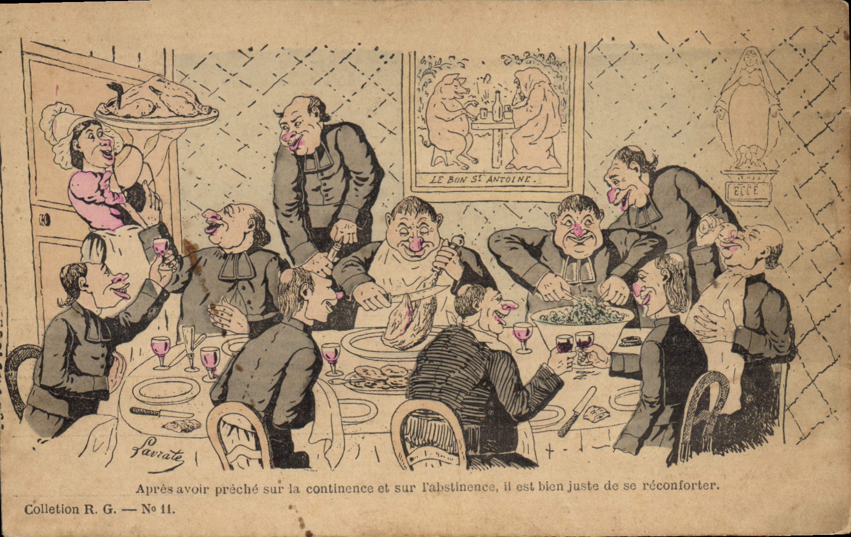CPA Fantaisie Illustrateur Lavrate A table