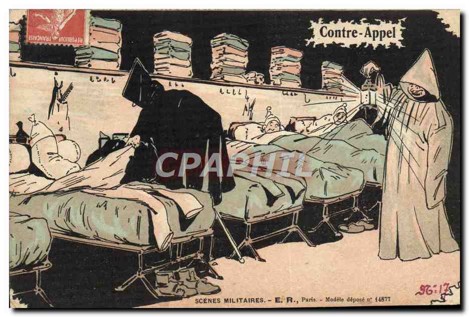 Scènes Militaires — Contre-Appel — E. R., Paris — Modèle déposé n° 14877 - Recto