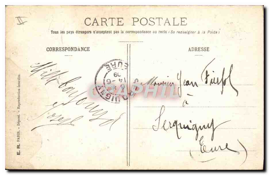 Partie de balais ! — scène de nettoyage urbain — éditeur E.R. PARIS — Reverso