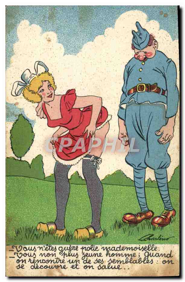 CPA Militaria Vous n'etes guere polie mademoiselle