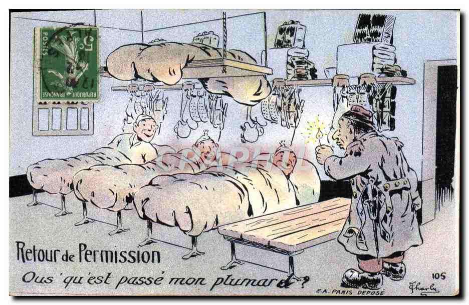 Retour de Permission — Ous 'qu'est passé mon plumard ? — E.A. PARIS DEPOSE, n° 105