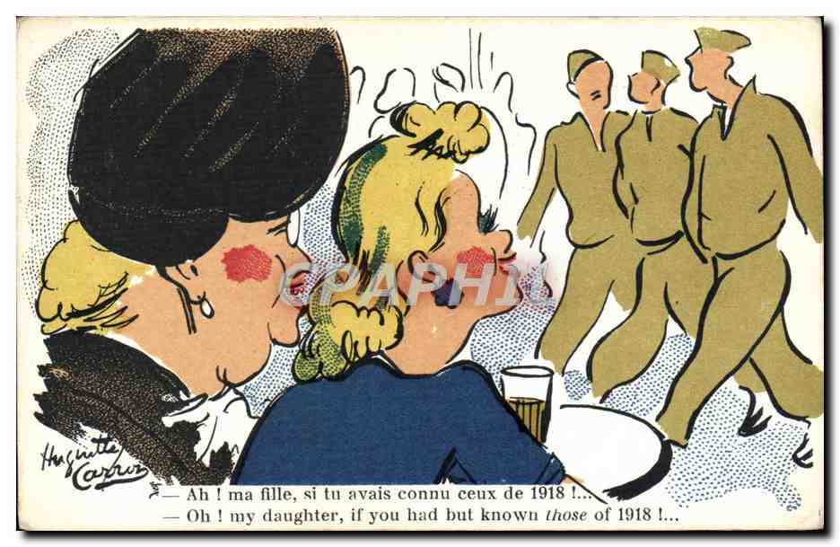 Femmes conversant sur les soldats de 1918 — Hagnette Carron — Imprimerie France 44-102