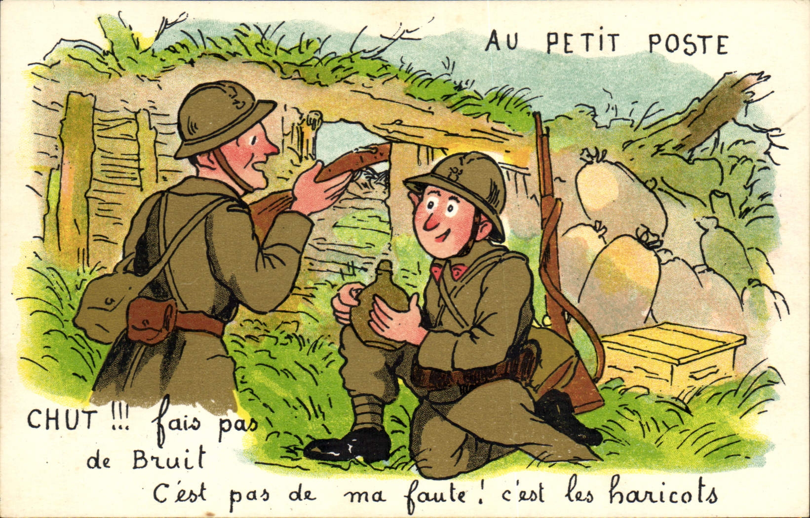 Au Petit Poste — Soldats en campagne — Édition P. P. Paris