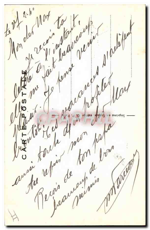 Au Petit Poste — Soldats en campagne — Édition P. P. Paris — Reverso