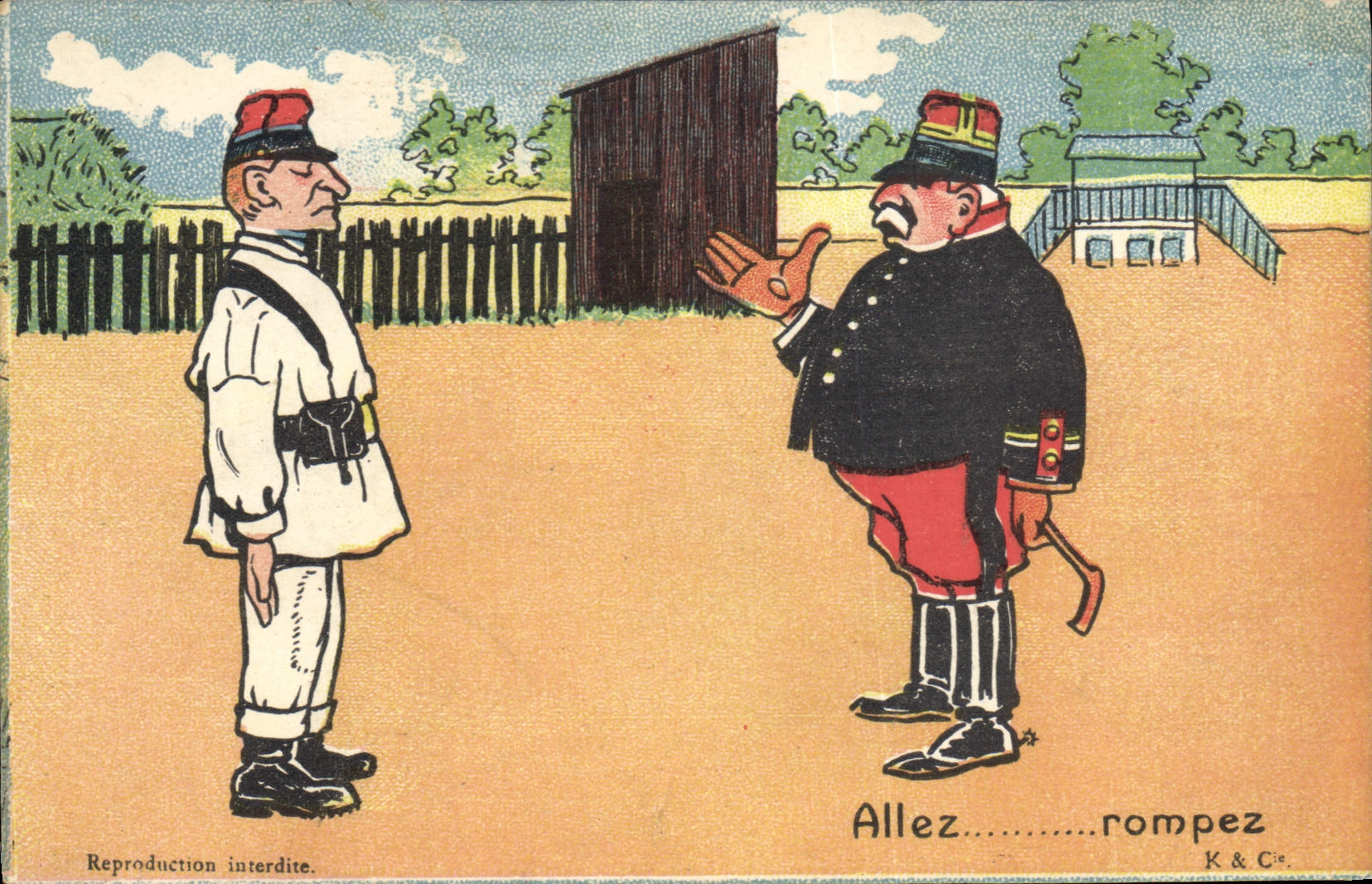 Soldat et officier — caricature — K & Cie
