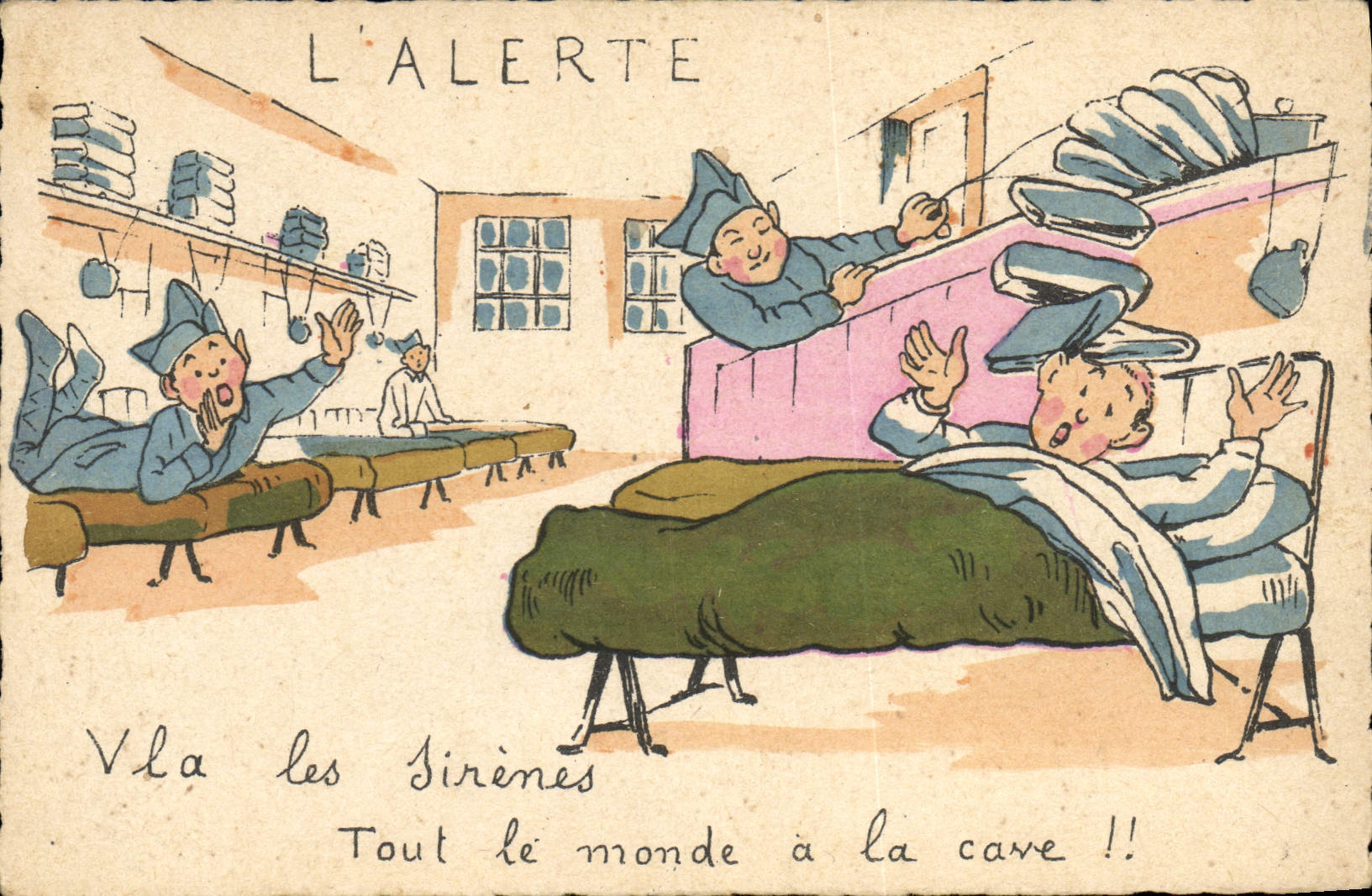 L'ALERTE — Série de cartes postales humoristiques — M. D. PARIS