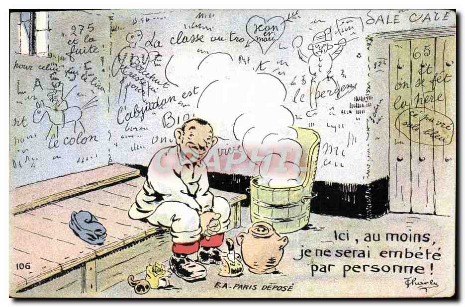 Soldat beim Waschen — Karikatur — B.A. PARIS DÉPOSÉ n°106