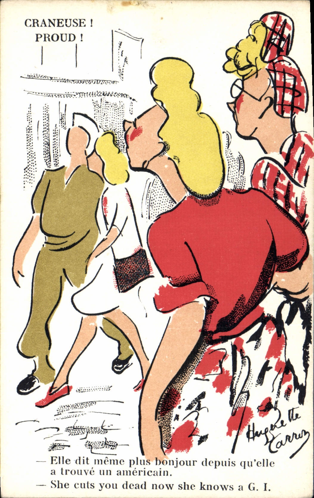 Sujet humoristique — caricature de femmes — Huguette Carron