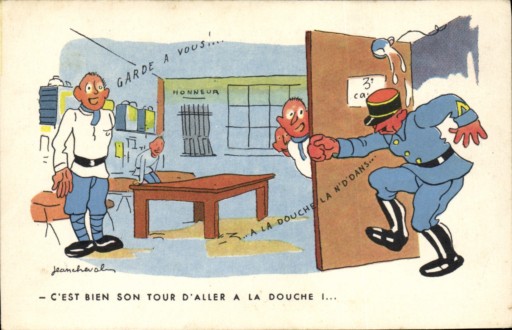Garde à vous ! — Caricature militaire — Jean Cheval