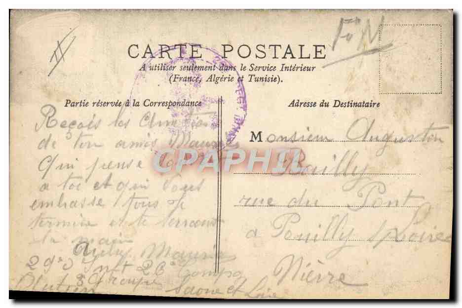 CPA Militaria Imprevu du matier — Verso
