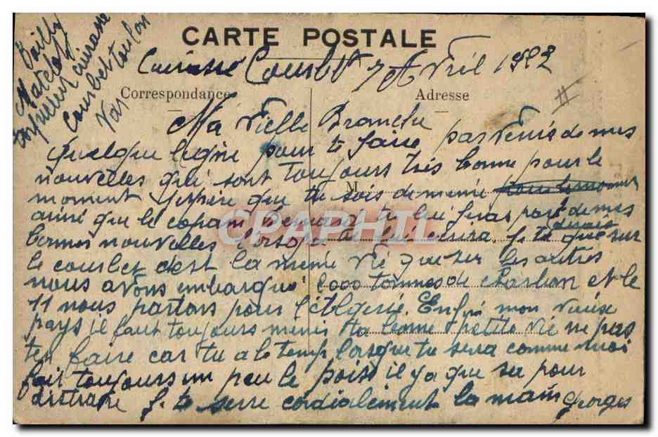 CPA Militaria Nos marins L'escale a Constantinople Le baiser d'adieux Turquie — Verso