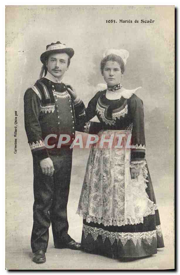 CPA Folklore Maries de Scaer Mariage 