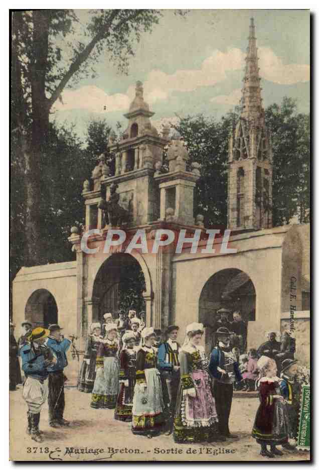 CPA Folklore Mariage breton Sortie de l'eglise Mariage 