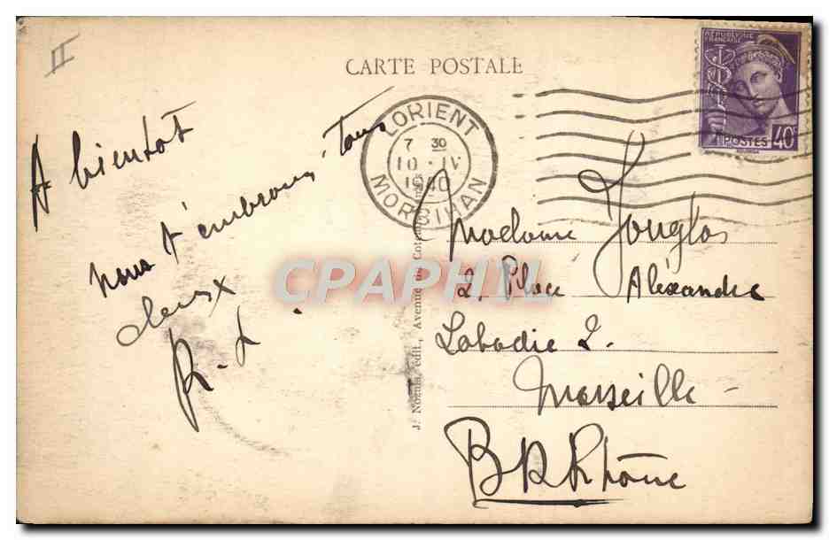 CPA Folklore Bretagne Vieux logis Ane Mile Femme  — Rückseite