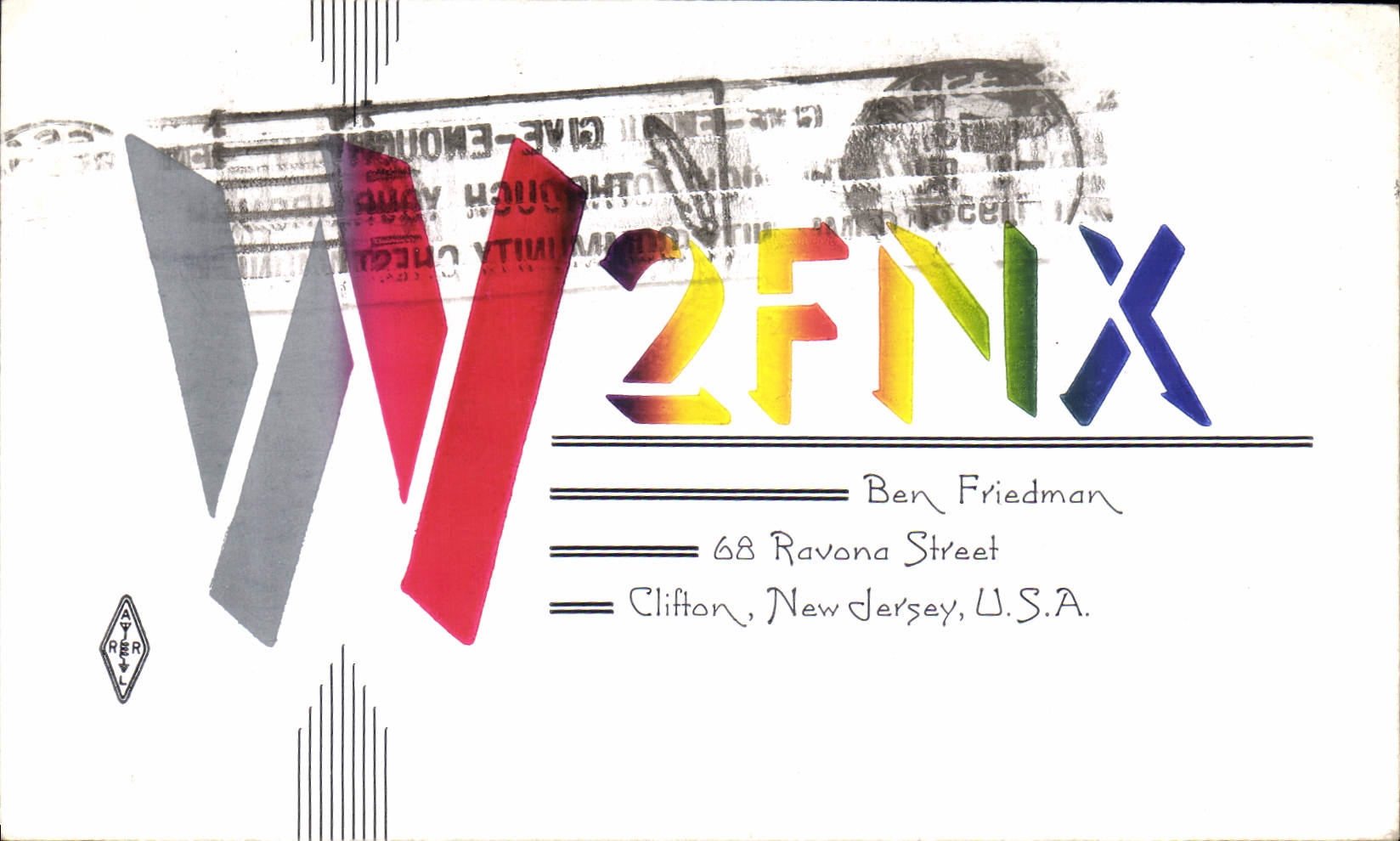 W2FNX — Ben Friedman — Clifton, New Jersey, U.S.A.
