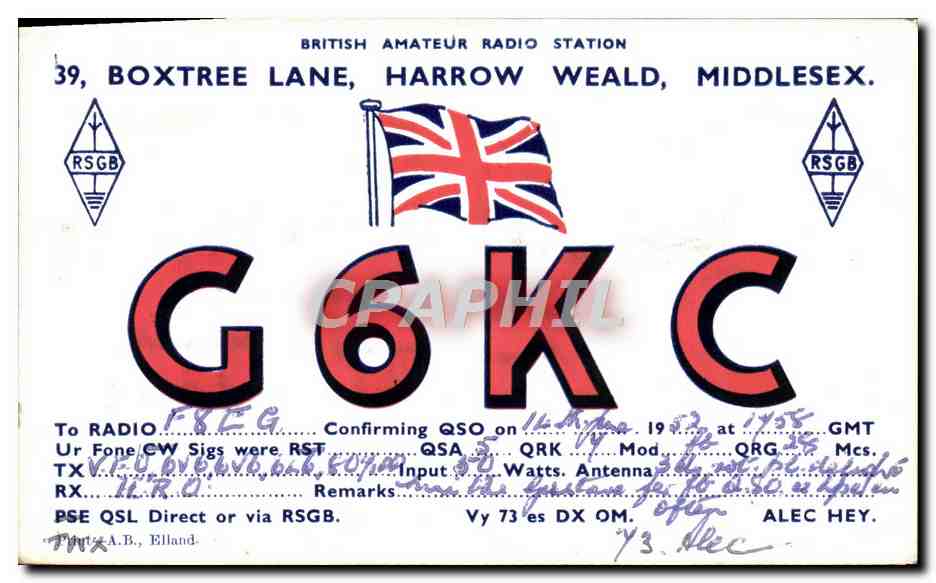 Station radio amateur G6KKC — Harrow Weald, Middlesex — RSGB