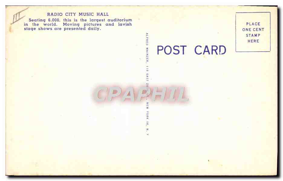 CPA Radio City Music Hall Famous rockettes Grand foyer New York City  — Back