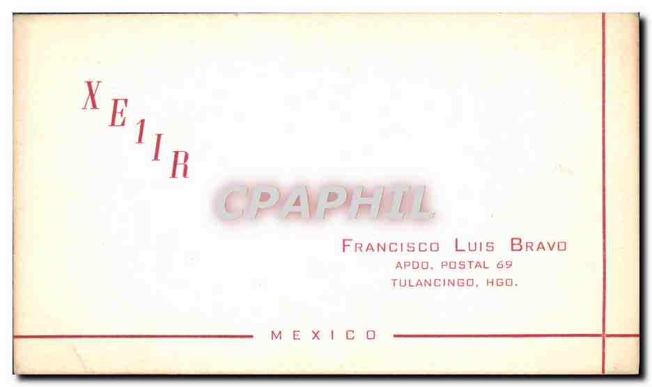 Radio QSO - Mexico 1966 — Francisco Luis Bravo, XE1IR, CPAPHIL — Reverso