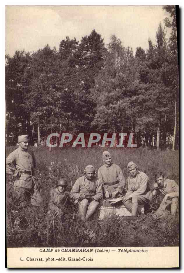 CPA Telegraphie Camp de Chambaran Isere Telephonistes Militaria