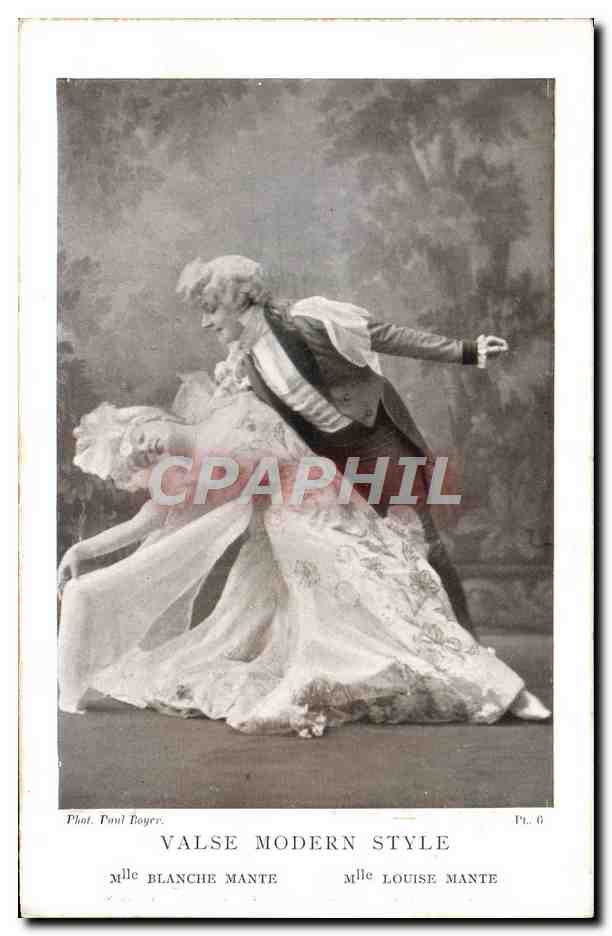 CPA Fantaisie Danse Femme Valse Modern Style Mlle Blanche Mante Mlle Louise Mante