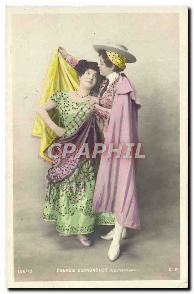 CPA Fantaisie Danse Danses espagnoles Le manteau