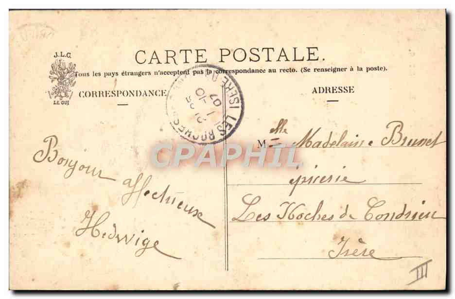 CPA Folklore La lettre du fiance  — Verso