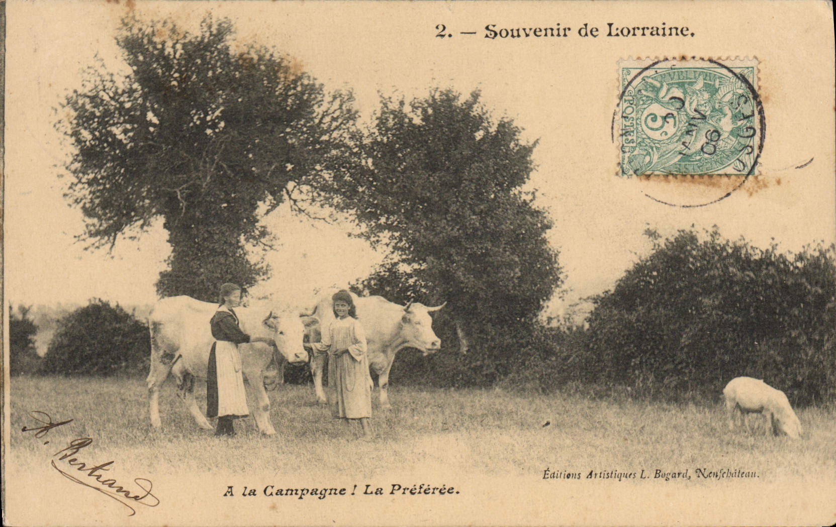 CPA Folklore Souvenir de Lorraine A la campagne Boeufs