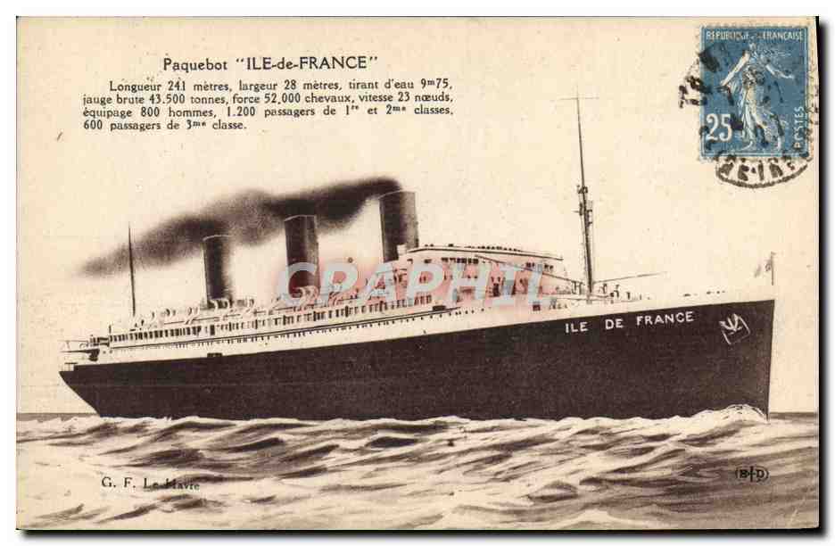 CPA Bateau Paquebot Ile de France 