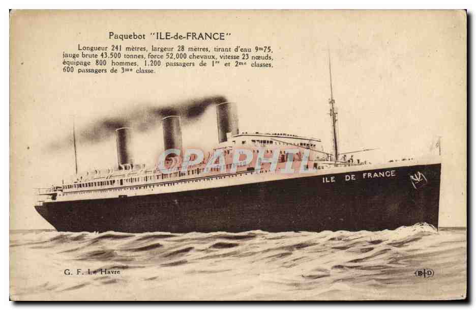 CPA Bateau Paquebot Ile de France 
