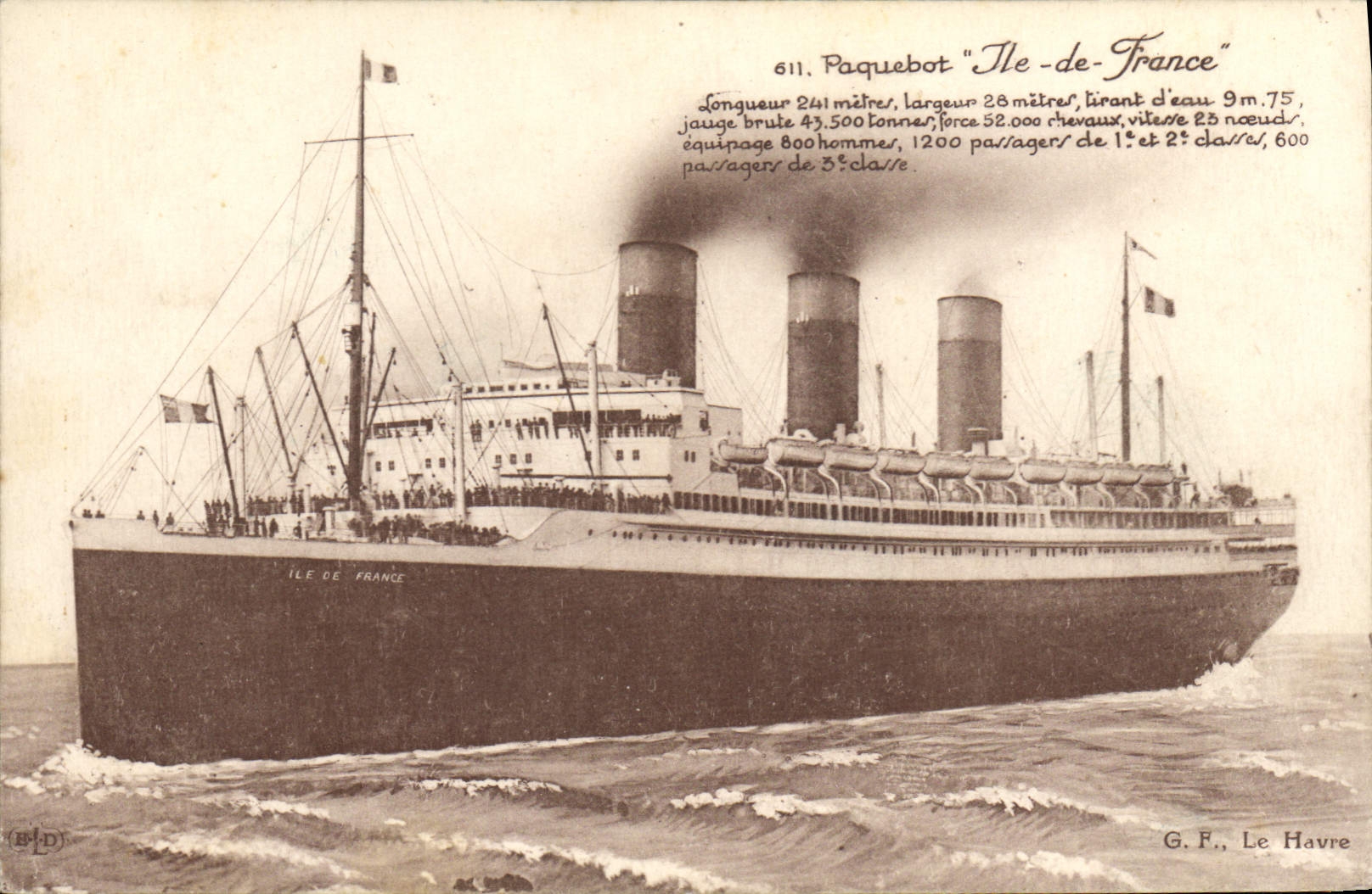 Paquebot "Ile-de-France" — G.F., Le Havre