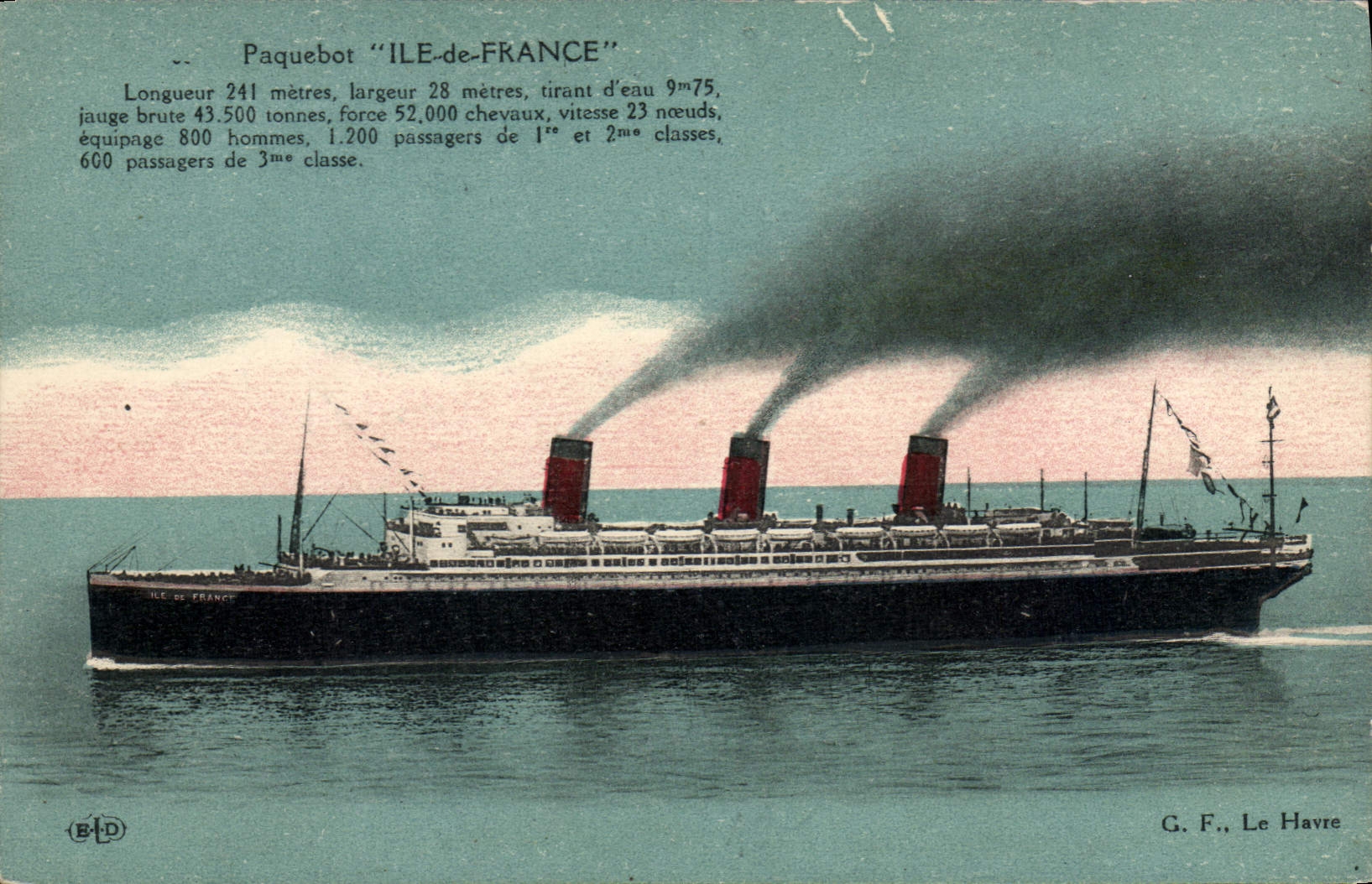 Paquebot "ILE-de-FRANCE" — G. F., Le Havre