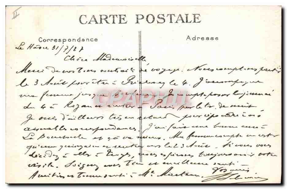 Paquebot "ILE-de-FRANCE" — G. F., Le Havre — Reverso