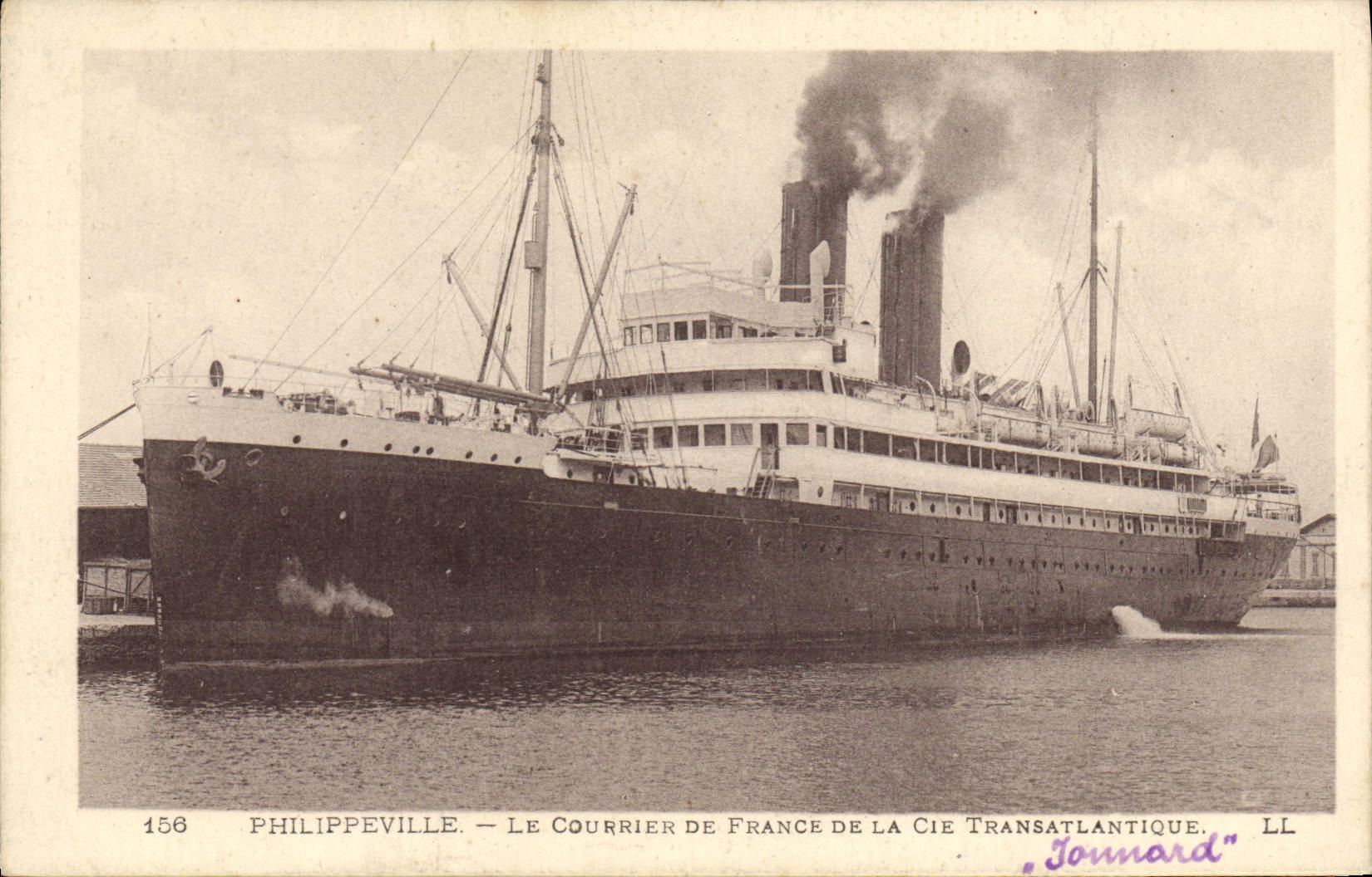 Philippeville — La cartolina d'epoca della Compagnia Transatlantica, il "Jonnard"