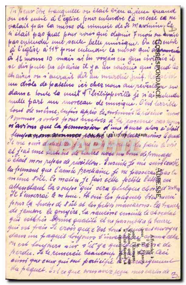 Philippeville — La cartolina d'epoca della Compagnia Transatlantica, il "Jonnard" — Verso