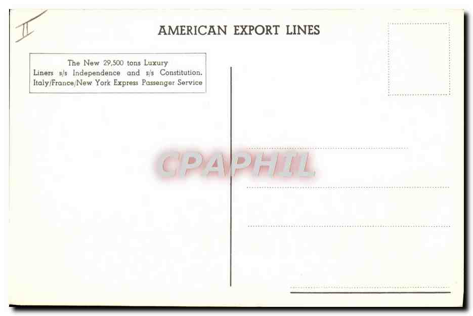 CPA Bateau Paquebot Independence & Constitution — Verso