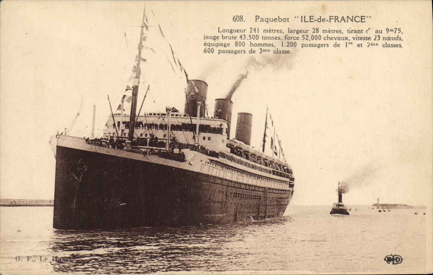 Paquebot "Ile-de-France" — 608 — G. F., Le Havre