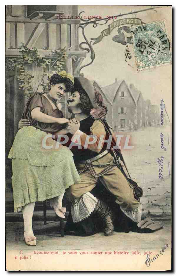 CPA Fantaisie Femme Idylle Louis XIV