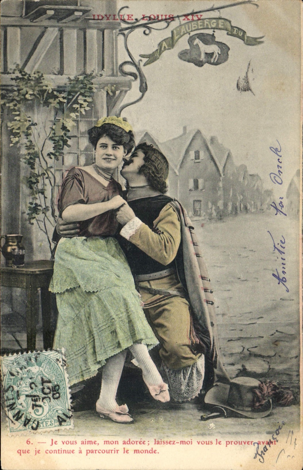 CPA Fantaisie Femme Idylle Louis XIV