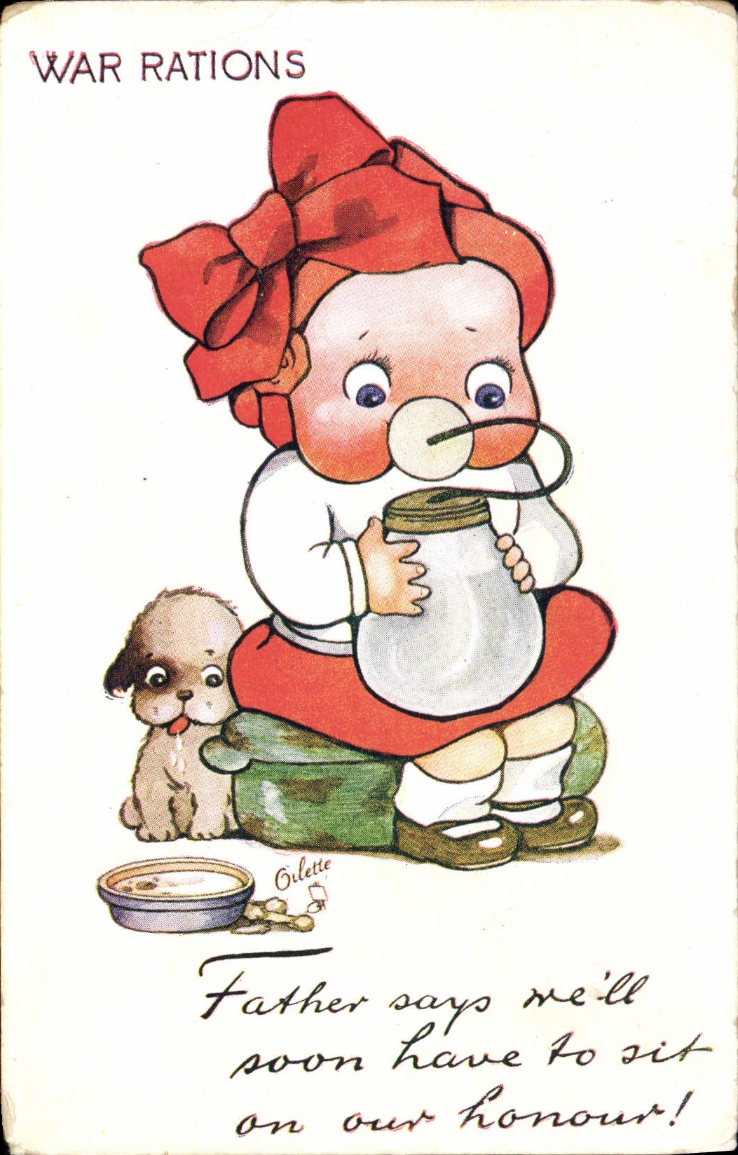 CPA Fantaisie Enfant Bebe Lait Biberon Chien