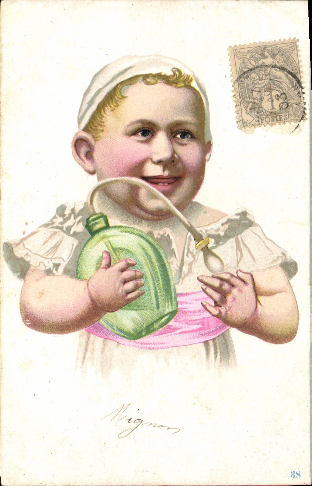 CPA Fantaisie Enfant lait Biberon