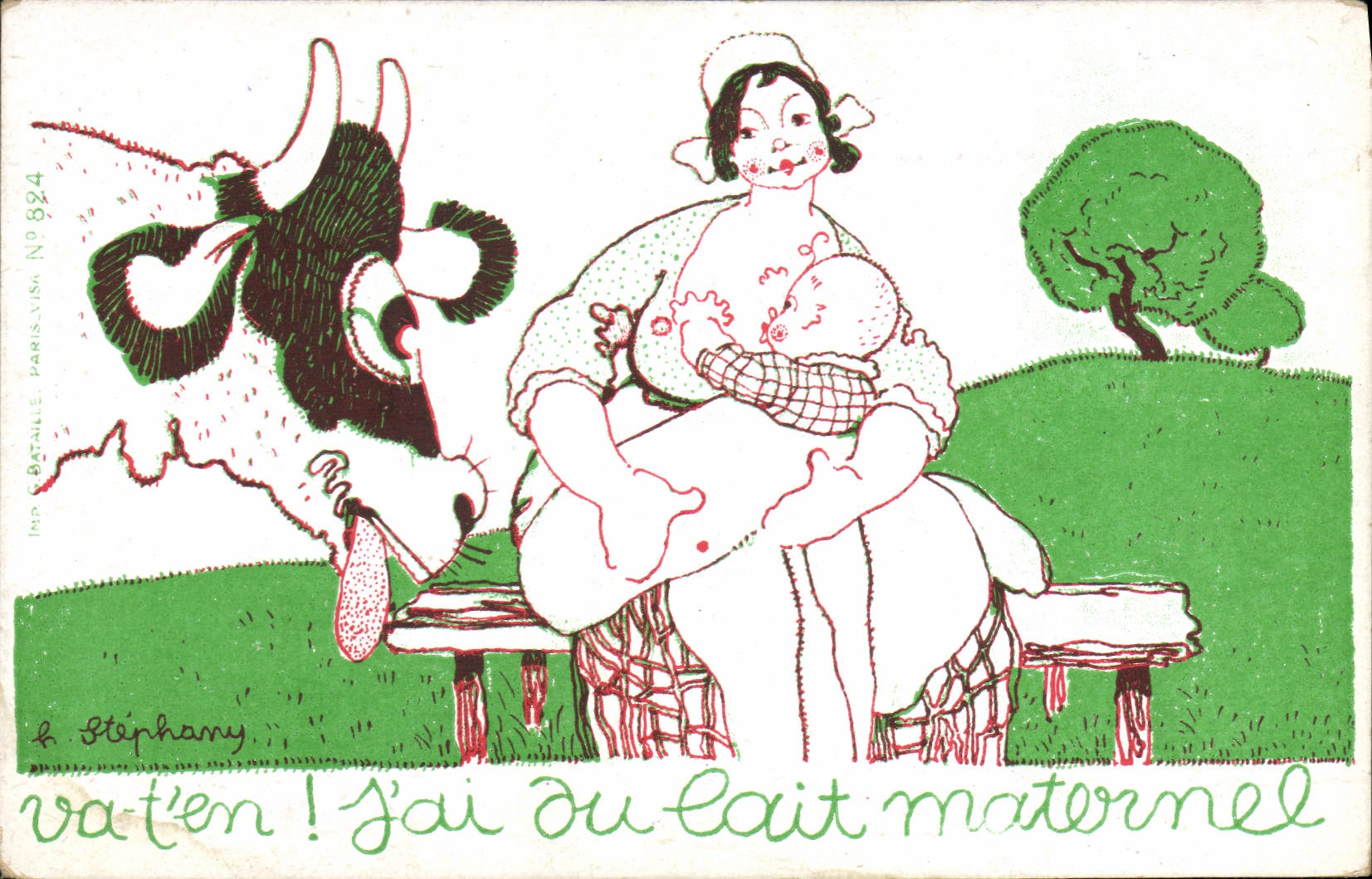 Vat’en ! J’ai du lait maternel — humour — Imp. Bataille Paris N° 824