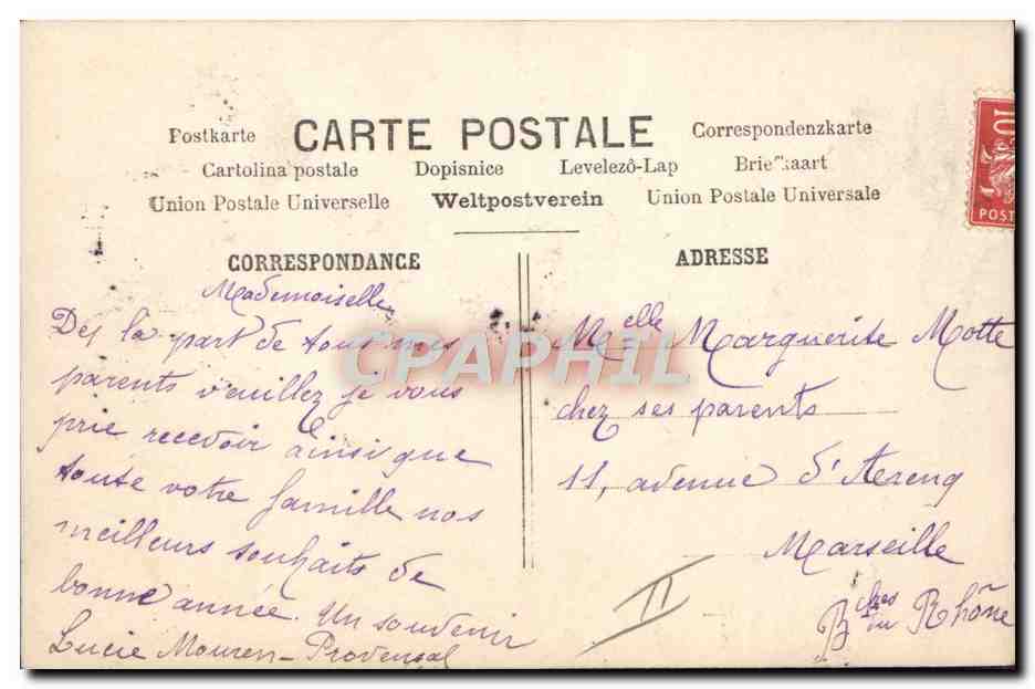 CPA Fantaisie Femme Trefle  — Rückseite