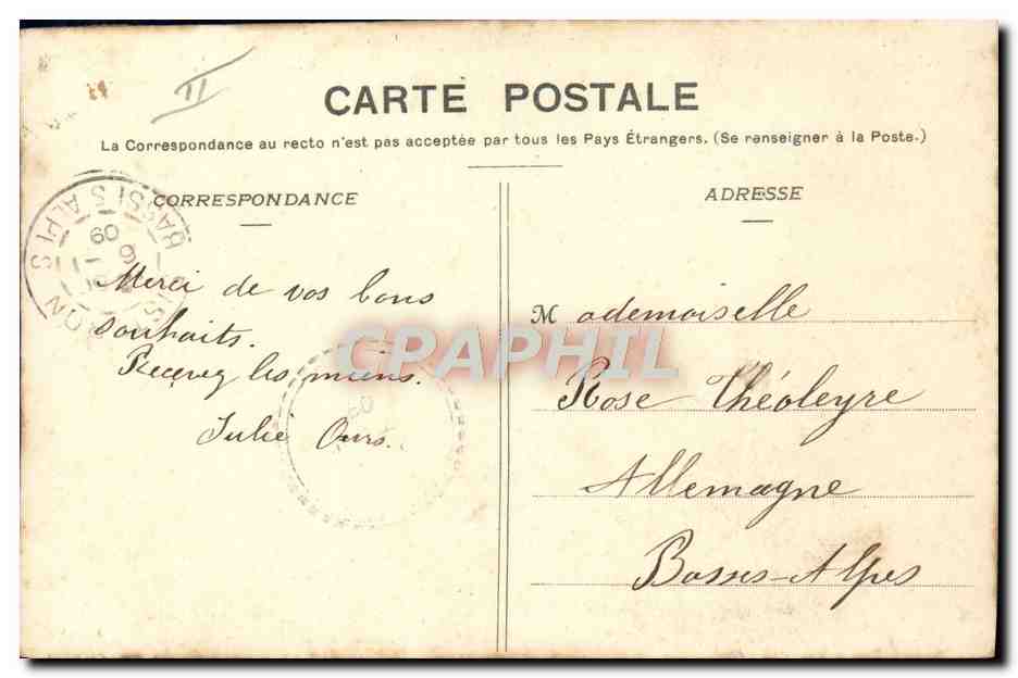 CPA Fantaisie Enfant Ane Mule — Rückseite