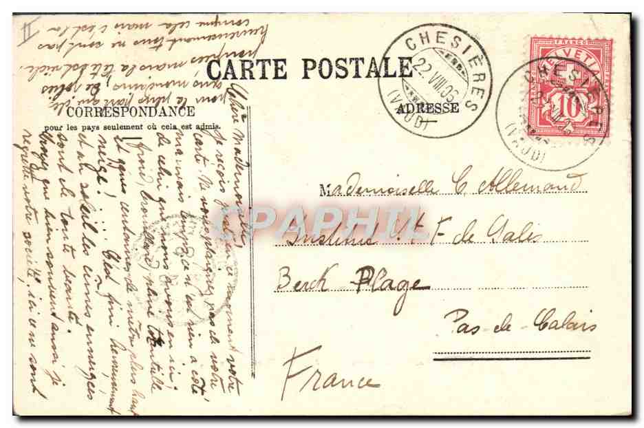 CPA Chevre Sur les sommets Aiguille verte et le Mont Blanc — Rückseite