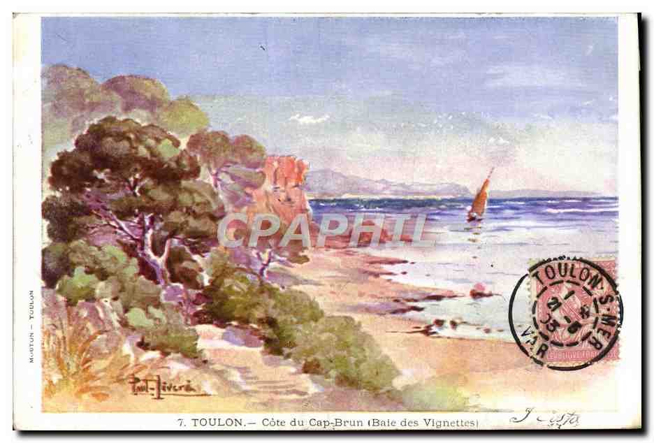 CPA Fantaisie Illustrateur Toulon Cote du Cap Brun Baie des Vignettes