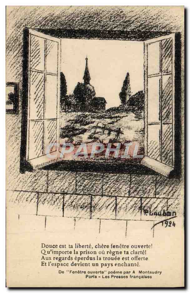 CPA Fantaisie Illustrateur Louban Fenetre ouverte Montaudry