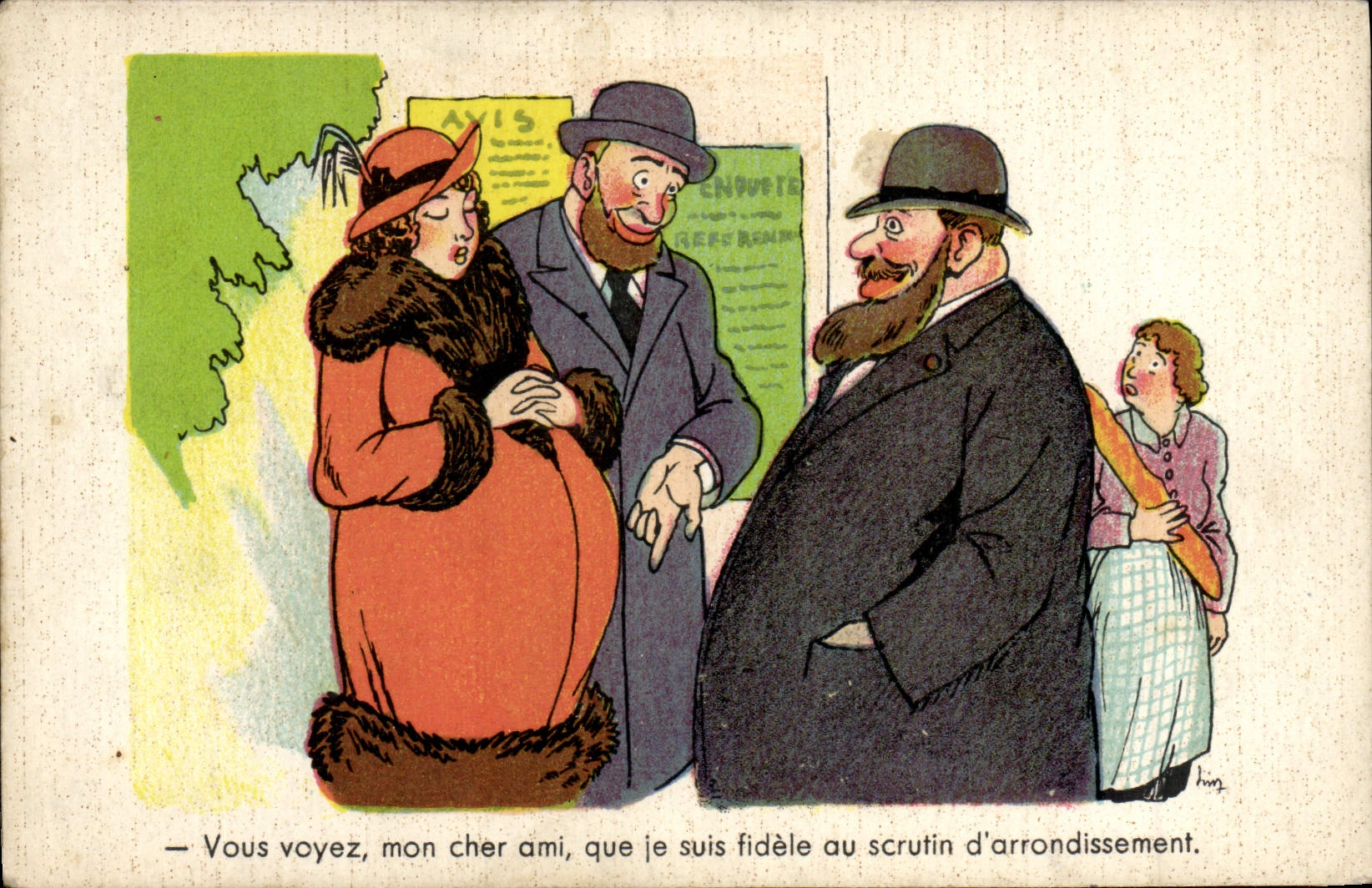 CPA Fantaisie Illustrateur Scrutin d'arrondissement 