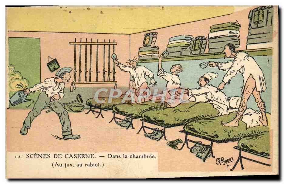 Scènes de caserne — Dans la chambrée (Au jus, au rabiot.) — G. PARRI, n°12