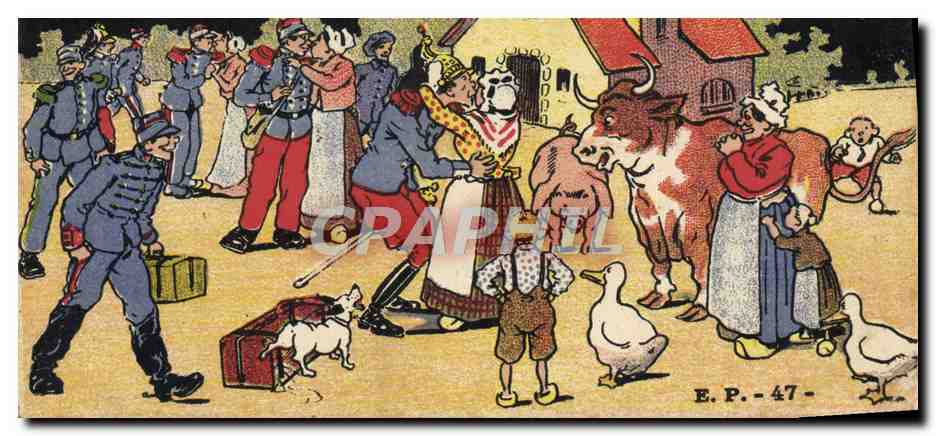 Scène de village avec soldats — E.P.-47-